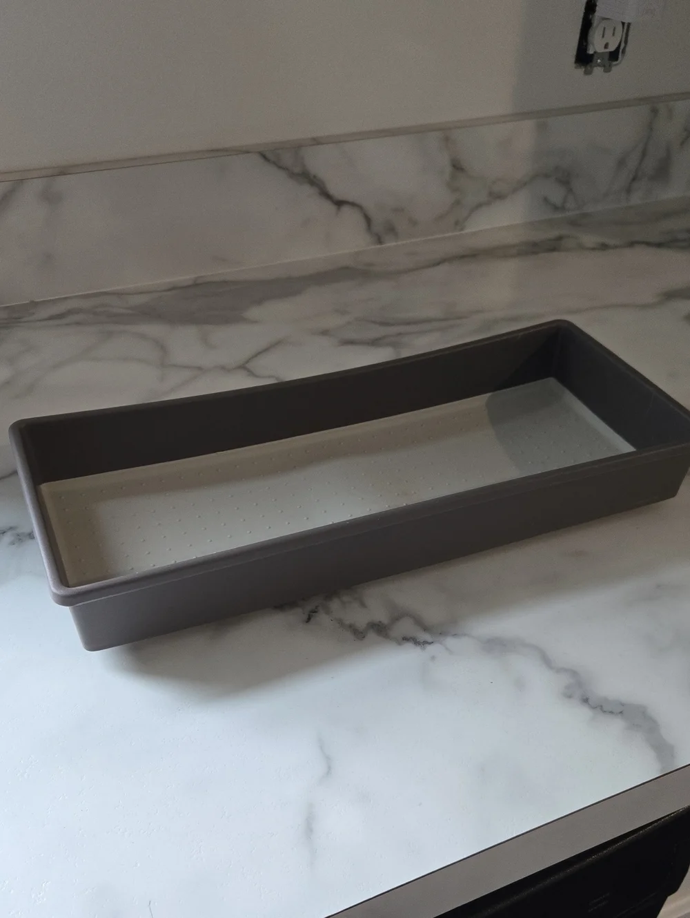 (2) Drawer Organizer Flatware Silverwear Utensils Rectangular Gray Silicone Tray